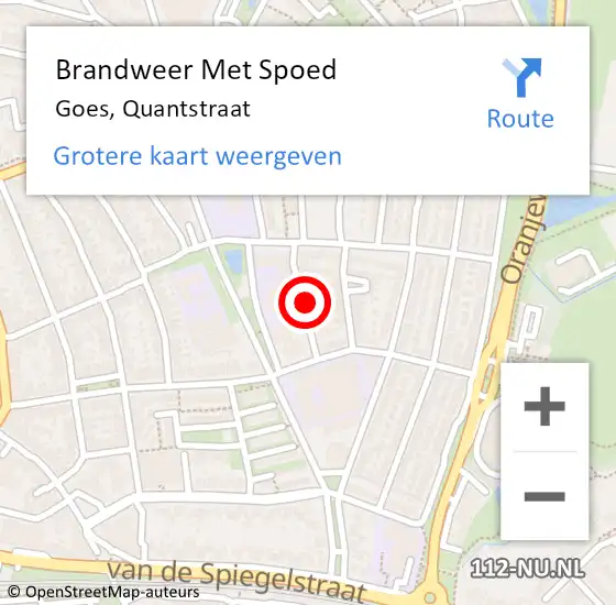 Locatie op kaart van de 112 melding: Brandweer Met Spoed Naar Goes, Quantstraat op 11 november 2016 12:41