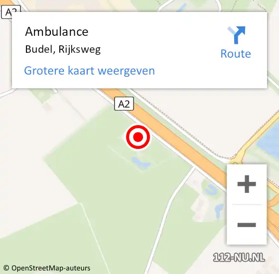 Locatie op kaart van de 112 melding: Ambulance Budel, Rijksweg op 11 november 2016 13:16