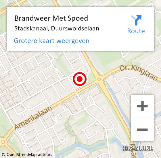 Locatie op kaart van de 112 melding: Brandweer Met Spoed Naar Stadskanaal, Duurswoldselaan op 11 november 2016 13:22