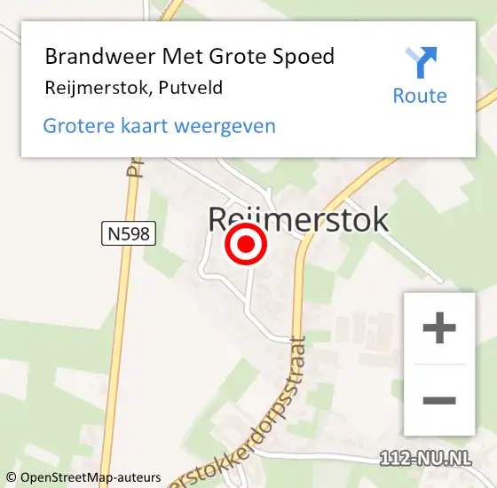 Locatie op kaart van de 112 melding: Brandweer Met Grote Spoed Naar Reijmerstok, Putveld op 11 november 2016 13:36