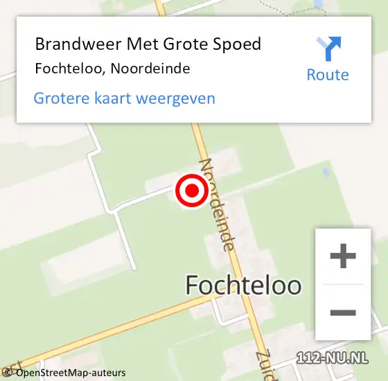 Locatie op kaart van de 112 melding: Brandweer Met Grote Spoed Naar Fochteloo, Noordeinde op 11 november 2016 13:41