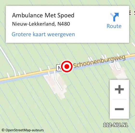 Locatie op kaart van de 112 melding: Ambulance Met Spoed Naar Nieuw-Lekkerland, N480 op 11 november 2016 13:47