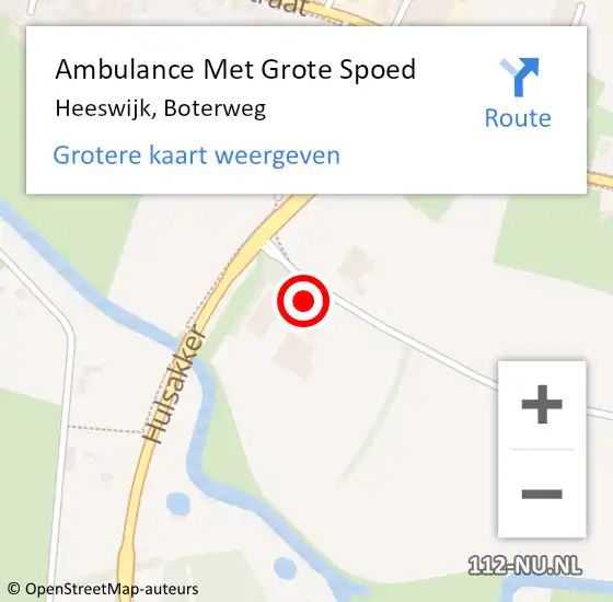 Locatie op kaart van de 112 melding: Ambulance Met Grote Spoed Naar Heeswijk, Boterweg op 11 november 2016 14:02