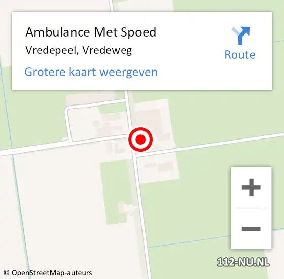 Locatie op kaart van de 112 melding: Ambulance Met Spoed Naar Vredepeel, Vredeweg op 11 november 2016 14:10