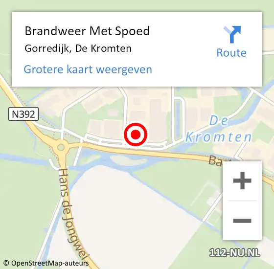 Locatie op kaart van de 112 melding: Brandweer Met Spoed Naar Gorredijk, De Kromten op 11 november 2016 14:13