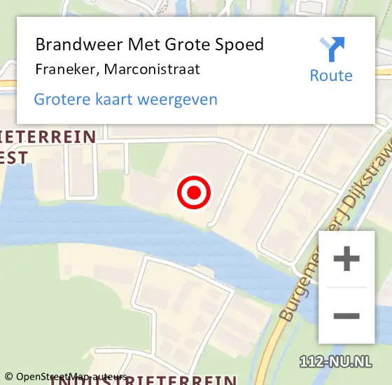 Locatie op kaart van de 112 melding: Brandweer Met Grote Spoed Naar Franeker, Marconistraat op 11 november 2016 16:23