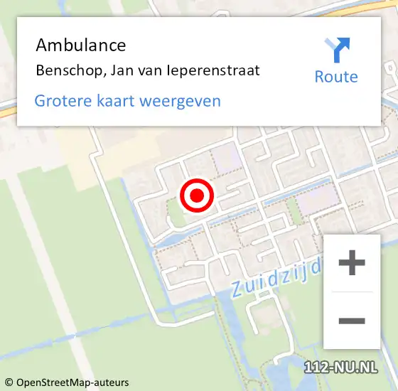 Locatie op kaart van de 112 melding: Ambulance Benschop, Jan van Ieperenstraat op 11 november 2016 16:29