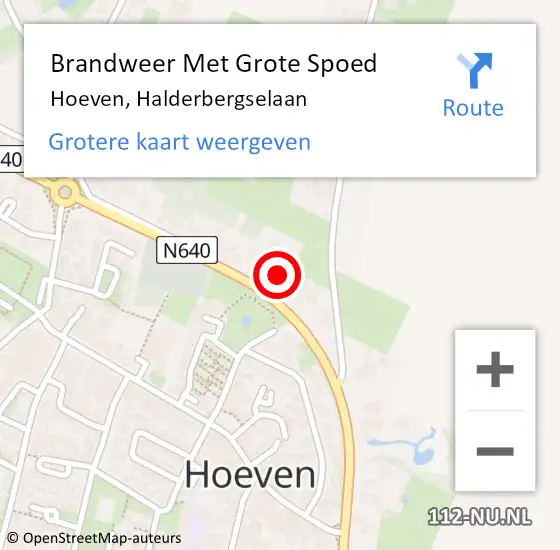 Locatie op kaart van de 112 melding: Brandweer Met Grote Spoed Naar Hoeven, Halderbergselaan op 11 november 2016 17:17