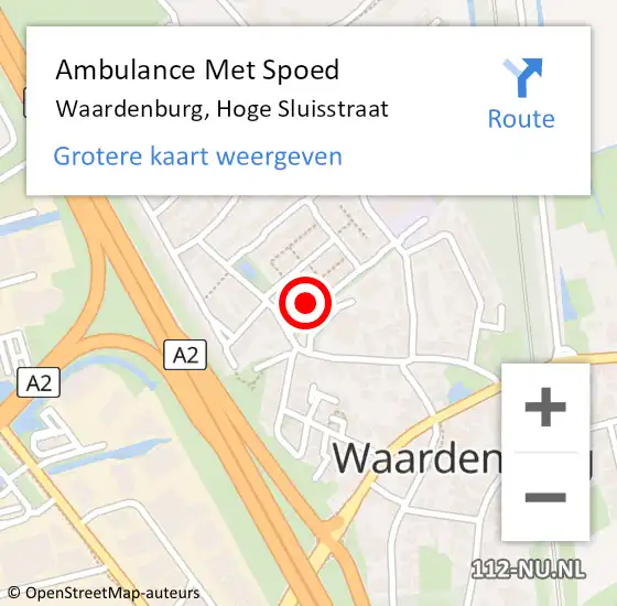 Locatie op kaart van de 112 melding: Ambulance Met Spoed Naar Waardenburg, Hoge Sluisstraat op 11 november 2016 17:25