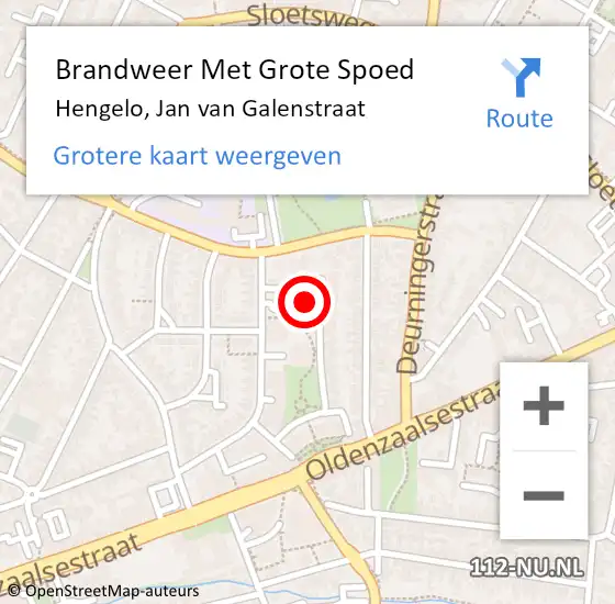 Locatie op kaart van de 112 melding: Brandweer Met Grote Spoed Naar Hengelo, Jan van Galenstraat op 11 november 2016 17:31