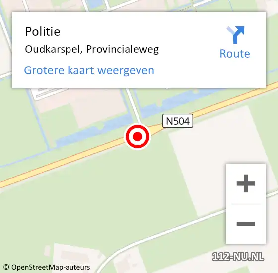 Locatie op kaart van de 112 melding: Politie Oudkarspel, Provincialeweg op 11 november 2016 17:36