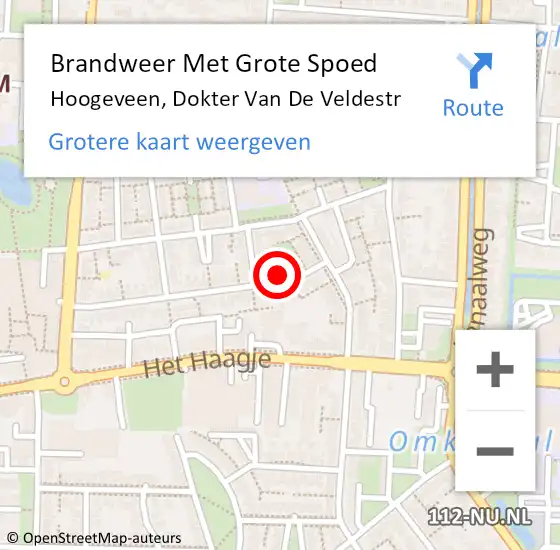 Locatie op kaart van de 112 melding: Brandweer Met Grote Spoed Naar Hoogeveen, Dokter Van De Veldestr op 11 november 2016 17:46