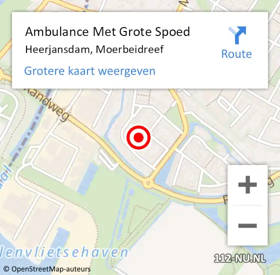 Locatie op kaart van de 112 melding: Ambulance Met Grote Spoed Naar Heerjansdam, Moerbeidreef op 11 november 2016 17:48