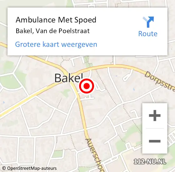 Locatie op kaart van de 112 melding: Ambulance Met Spoed Naar Bakel, Van de Poelstraat op 11 november 2016 18:02