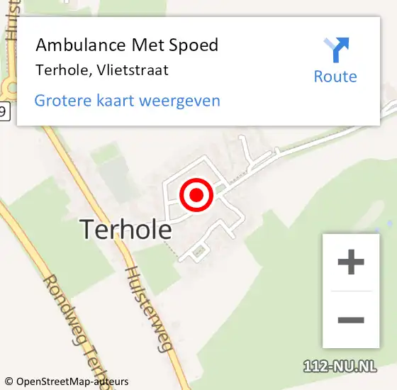 Locatie op kaart van de 112 melding: Ambulance Met Spoed Naar Terhole, Vlietstraat op 11 november 2016 18:45