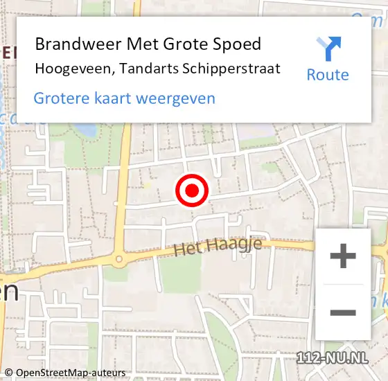 Locatie op kaart van de 112 melding: Brandweer Met Grote Spoed Naar Hoogeveen, Tandarts Schipperstraat op 11 november 2016 19:16