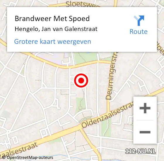 Locatie op kaart van de 112 melding: Brandweer Met Spoed Naar Hengelo, Jan van Galenstraat op 11 november 2016 19:28