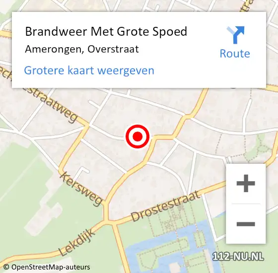 Locatie op kaart van de 112 melding: Brandweer Met Grote Spoed Naar Amerongen, Overstraat op 1 januari 2014 05:39