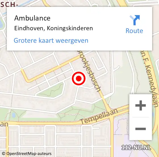 Locatie op kaart van de 112 melding: Ambulance Eindhoven, Koningskinderen op 11 november 2016 20:37