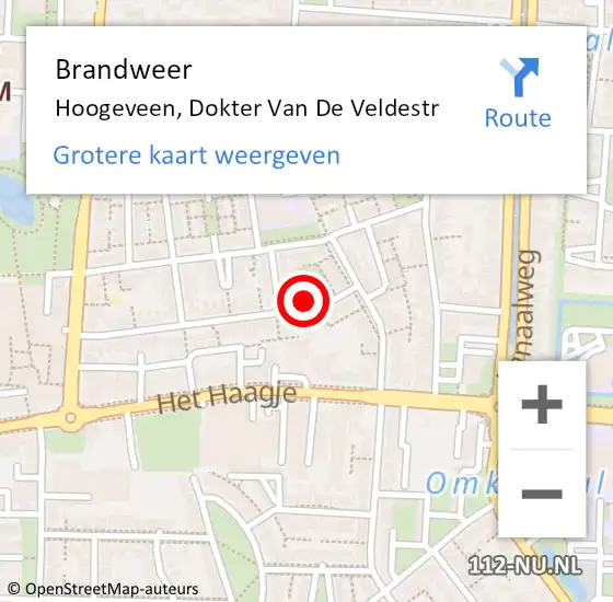 Locatie op kaart van de 112 melding: Brandweer Hoogeveen, Dokter Van De Veldestr op 11 november 2016 20:38