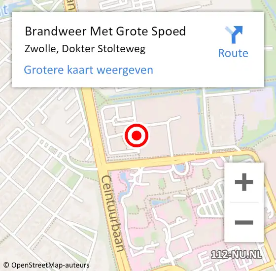 Locatie op kaart van de 112 melding: Brandweer Met Grote Spoed Naar Zwolle, Dokter Stolteweg op 11 november 2016 21:04