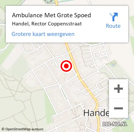 Locatie op kaart van de 112 melding: Ambulance Met Grote Spoed Naar Handel, Rector Coppensstraat op 11 november 2016 21:36