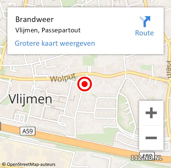 Locatie op kaart van de 112 melding: Brandweer Vlijmen, Passepartout op 11 november 2016 22:03