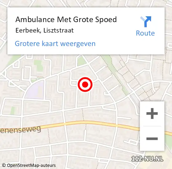 Locatie op kaart van de 112 melding: Ambulance Met Grote Spoed Naar Eerbeek, Lisztstraat op 11 november 2016 22:29