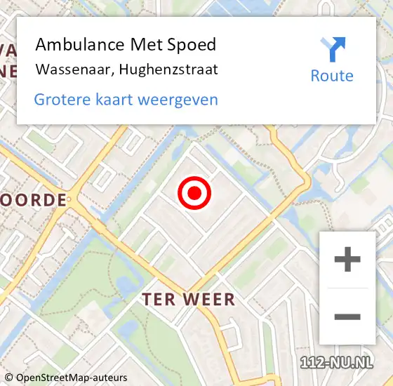 Locatie op kaart van de 112 melding: Ambulance Met Spoed Naar Wassenaar, Hughenzstraat op 11 november 2016 22:40