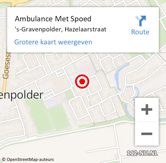 Locatie op kaart van de 112 melding: Ambulance Met Spoed Naar 's-Gravenpolder, Hazelaarstraat op 11 november 2016 23:31