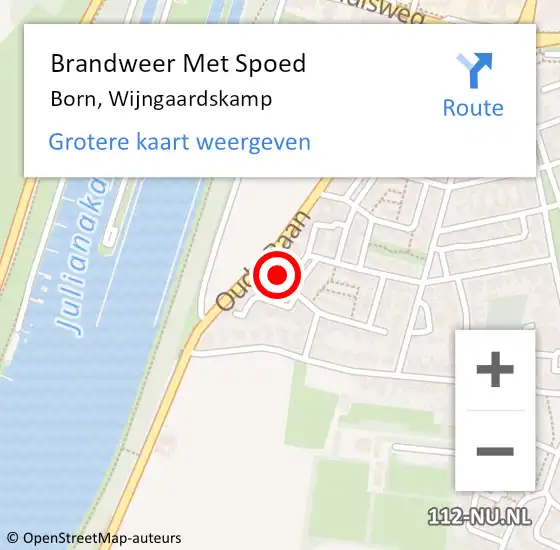 Locatie op kaart van de 112 melding: Brandweer Met Spoed Naar Born, Wijngaardskamp op 12 november 2016 00:25