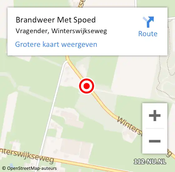 Locatie op kaart van de 112 melding: Brandweer Met Spoed Naar Vragender, Winterswijkseweg op 12 november 2016 00:31