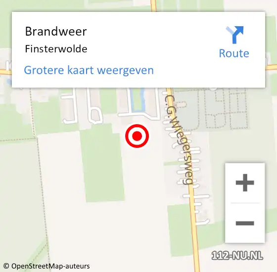 Locatie op kaart van de 112 melding: Brandweer Finsterwolde op 12 november 2016 00:32