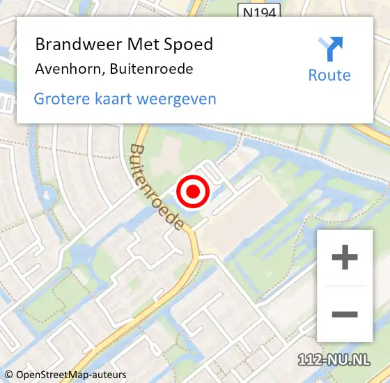 Locatie op kaart van de 112 melding: Brandweer Met Spoed Naar Avenhorn, Buitenroede op 12 november 2016 00:46