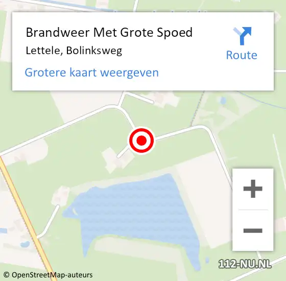 Locatie op kaart van de 112 melding: Brandweer Met Grote Spoed Naar Lettele, Bolinksweg op 12 november 2016 01:55