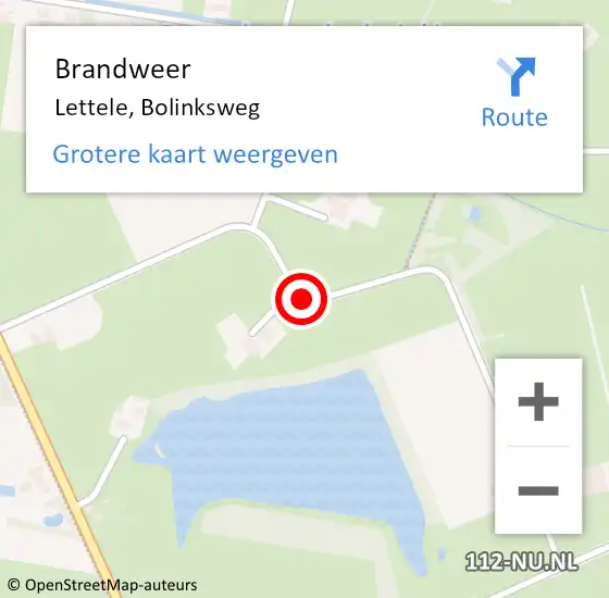 Locatie op kaart van de 112 melding: Brandweer Lettele, Bolinksweg op 12 november 2016 02:14