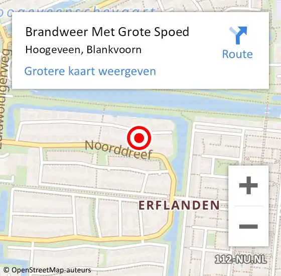 Locatie op kaart van de 112 melding: Brandweer Met Grote Spoed Naar Hoogeveen, Blankvoorn op 12 november 2016 02:35