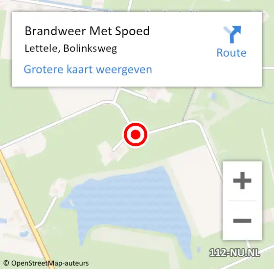 Locatie op kaart van de 112 melding: Brandweer Met Spoed Naar Lettele, Bolinksweg op 12 november 2016 03:33