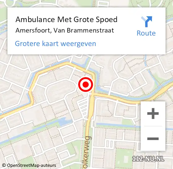 Locatie op kaart van de 112 melding: Ambulance Met Grote Spoed Naar Amersfoort, Van Brammenstraat op 12 november 2016 04:00