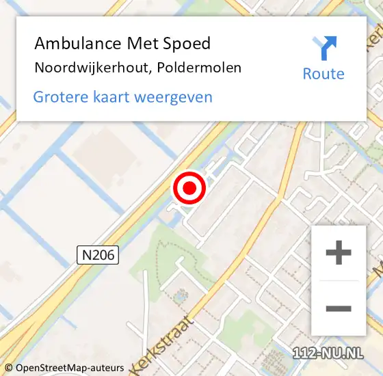 Locatie op kaart van de 112 melding: Ambulance Met Spoed Naar Noordwijkerhout, Poldermolen op 12 november 2016 04:26