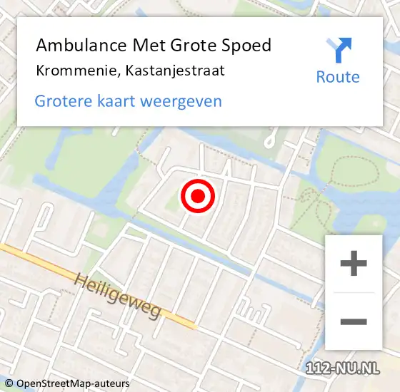 Locatie op kaart van de 112 melding: Ambulance Met Grote Spoed Naar Krommenie, Kastanjestraat op 12 november 2016 07:04