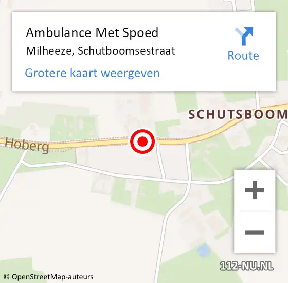 Locatie op kaart van de 112 melding: Ambulance Met Spoed Naar Milheeze, Schutboomsestraat op 12 november 2016 08:10