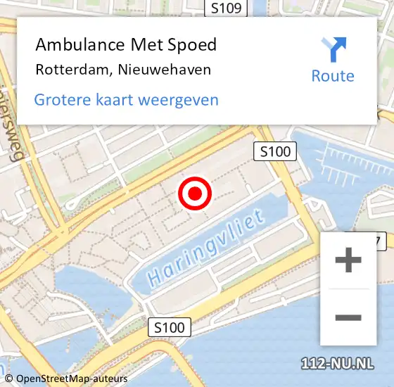 Locatie op kaart van de 112 melding: Ambulance Met Spoed Naar Rotterdam, Nieuwehaven op 12 november 2016 09:45