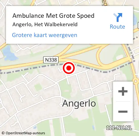 Locatie op kaart van de 112 melding: Ambulance Met Grote Spoed Naar Angerlo, Het Walbekerveld op 12 november 2016 09:47