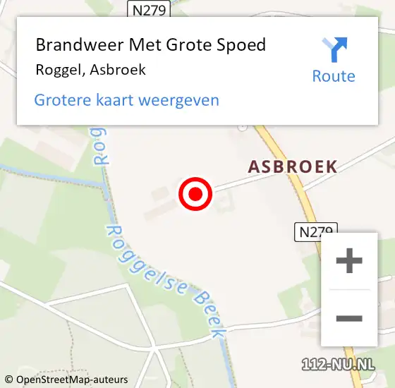 Locatie op kaart van de 112 melding: Brandweer Met Grote Spoed Naar Roggel, Asbroek op 12 november 2016 10:05