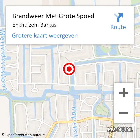 Locatie op kaart van de 112 melding: Brandweer Met Grote Spoed Naar Enkhuizen, Barkas op 12 november 2016 10:23