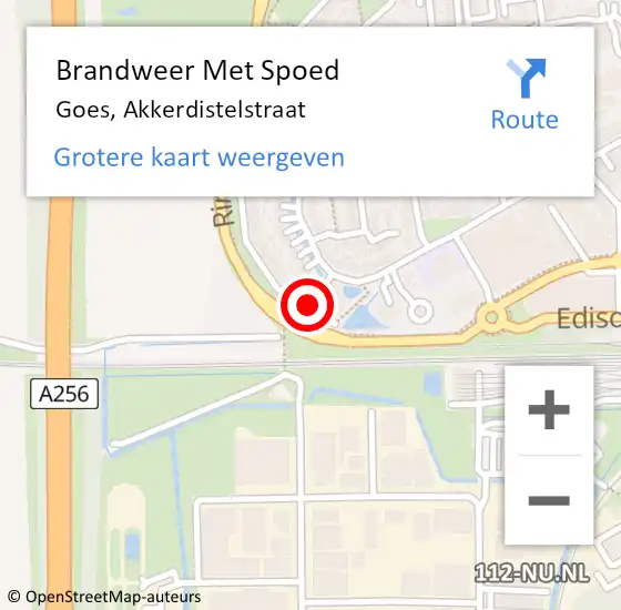 Locatie op kaart van de 112 melding: Brandweer Met Spoed Naar Goes, Akkerdistelstraat op 12 november 2016 10:27