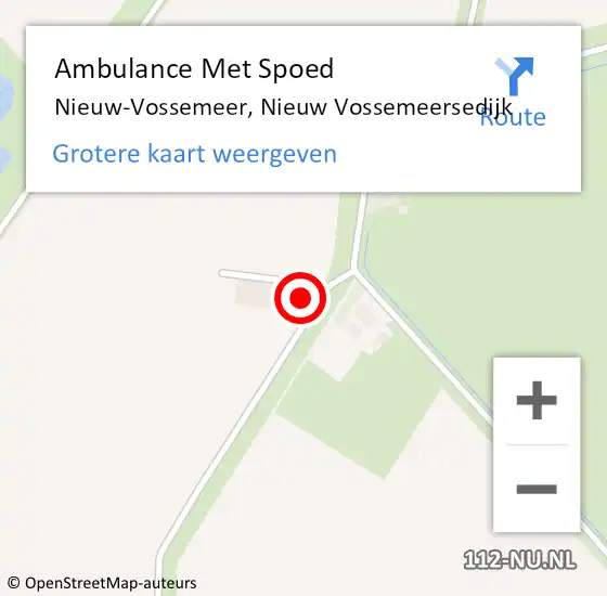 Locatie op kaart van de 112 melding: Ambulance Met Spoed Naar Nieuw-Vossemeer, Nieuw Vossemeersedijk op 12 november 2016 10:31