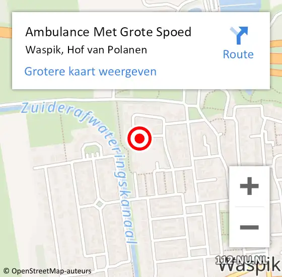 Locatie op kaart van de 112 melding: Ambulance Met Grote Spoed Naar Waspik, Hof van Polanen op 12 november 2016 10:59