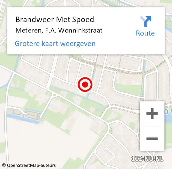 Locatie op kaart van de 112 melding: Brandweer Met Spoed Naar Meteren, F.A. Wonninkstraat op 12 november 2016 11:14